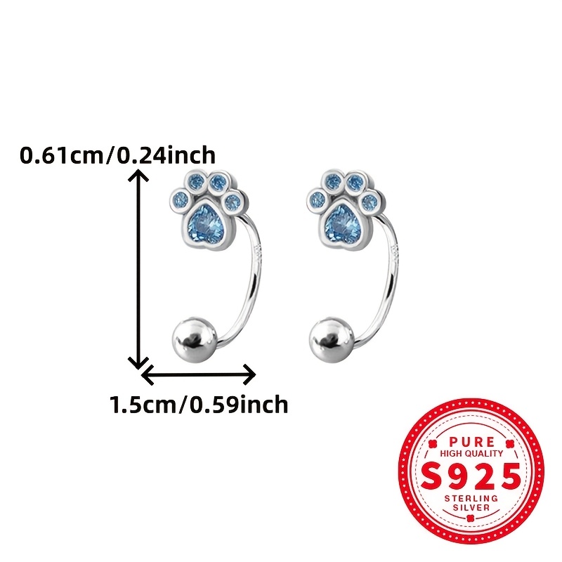 Women's S925 Sterling Silver Cat Paw Curved Hook Earrings